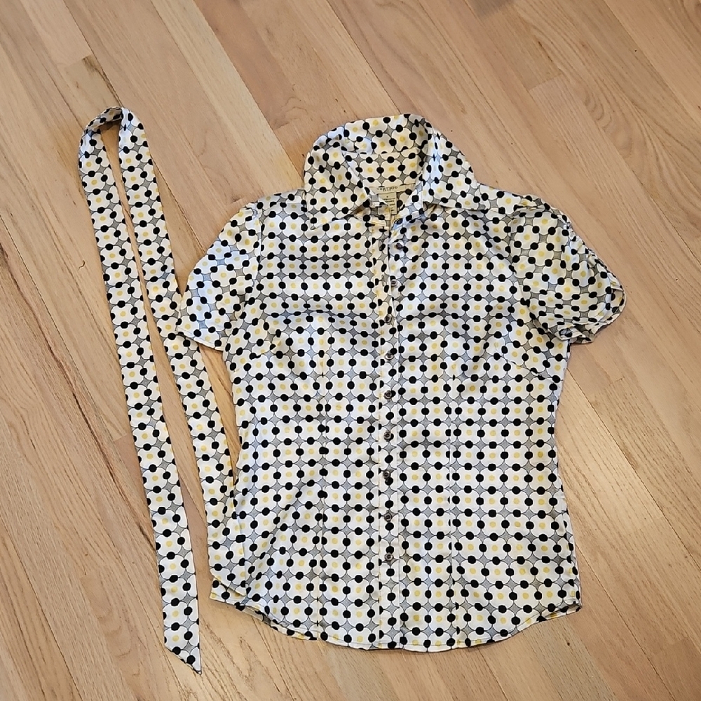Vertigo Vertigo Dot Shirt with Tie - Black, Yellow and White